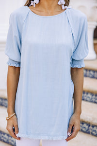 Give You A Ring Peri Blue Linen Top