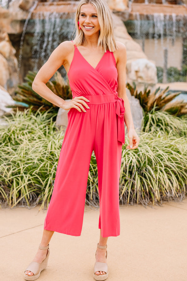 pink cropped jumpsuit