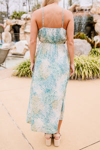 tropical green midi dress