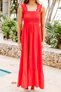 Easy Love Red Smocked Maxi Dress