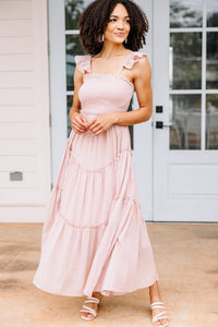 smocked tiered midi dress