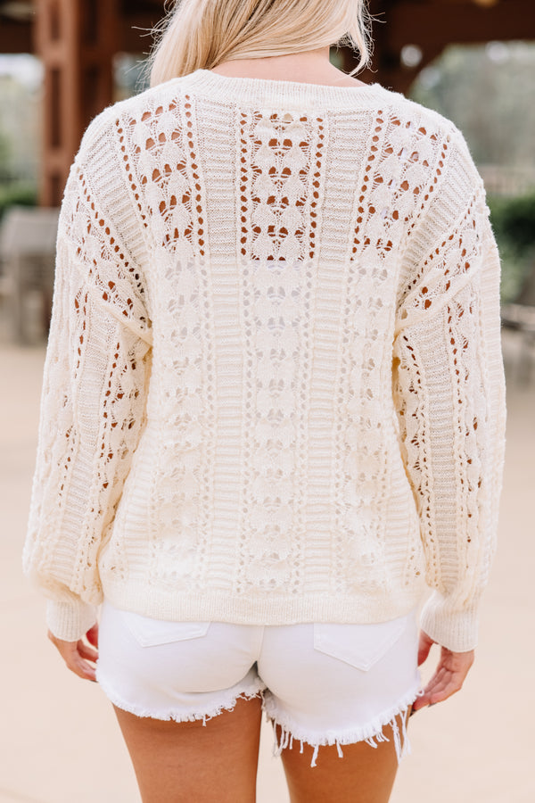 loose knit white sweater
