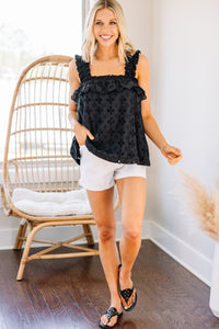 black eyelet tank