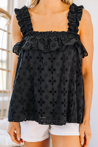 black eyelet tank