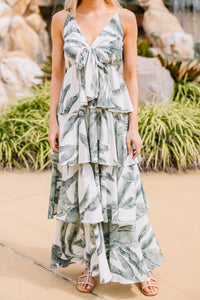 palm print maxi dress