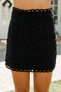 Tell You All About It Black Eyelet Skirt