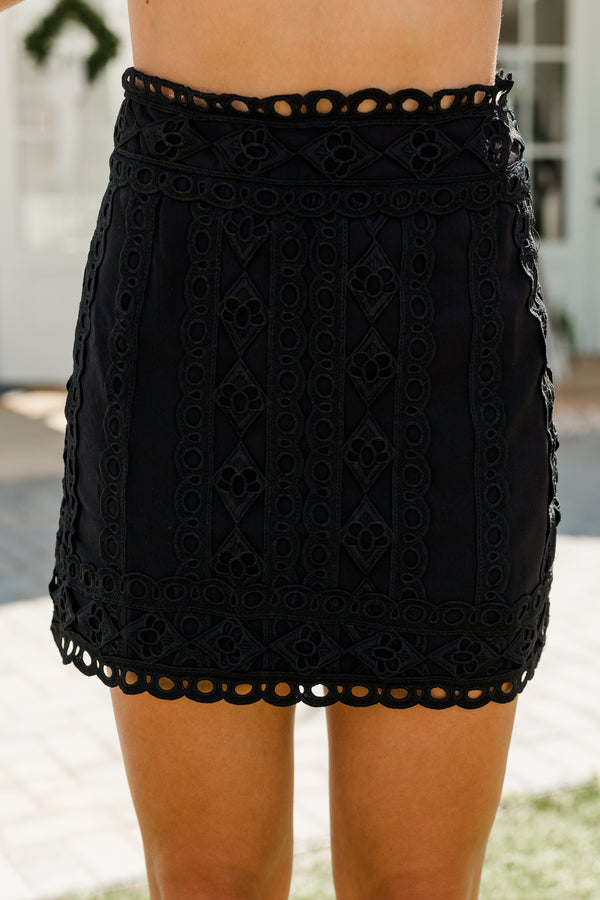 Black lace eyelet clearance skirt