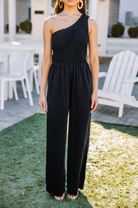 Can't Look Away Black Smocked Jumpsuit
