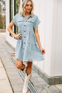 blue tiered dress