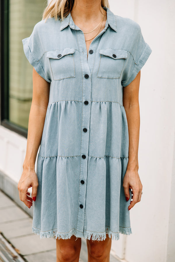 blue tiered dress