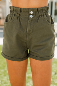 It's All So Simple Olive Green Paperbag Shorts