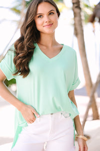 Make Your Life Easy Mint Green V-neck Top