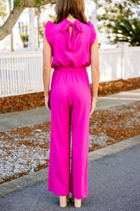 trendy women's hot pink jumpsuit