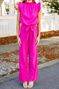 trendy women's hot pink jumpsuit