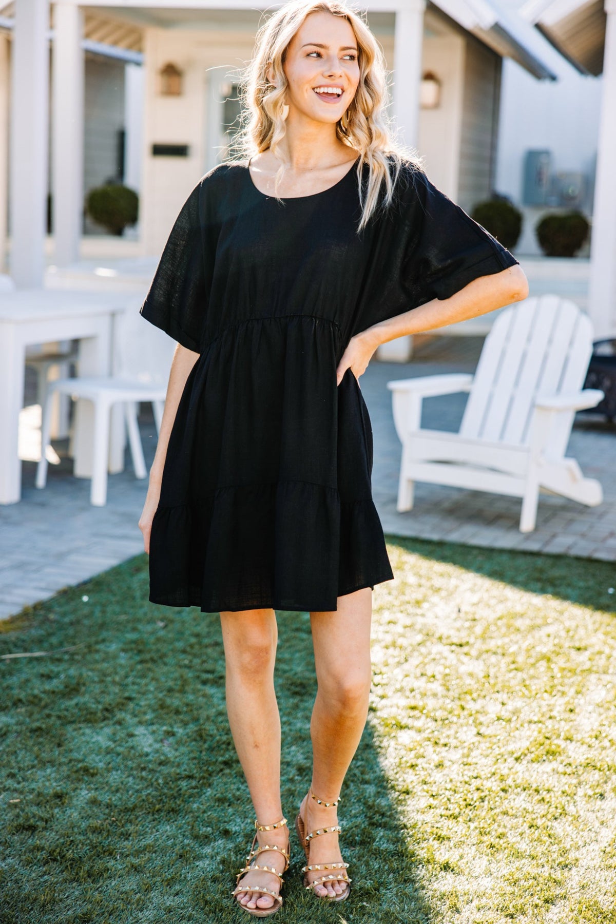 linen dresses black Show Your Heart Dress, Small - The Mint Julep Boutique Cream Floral Mini Dress pearl sandals The puffed short sleeves Color:Periwinkle Multi