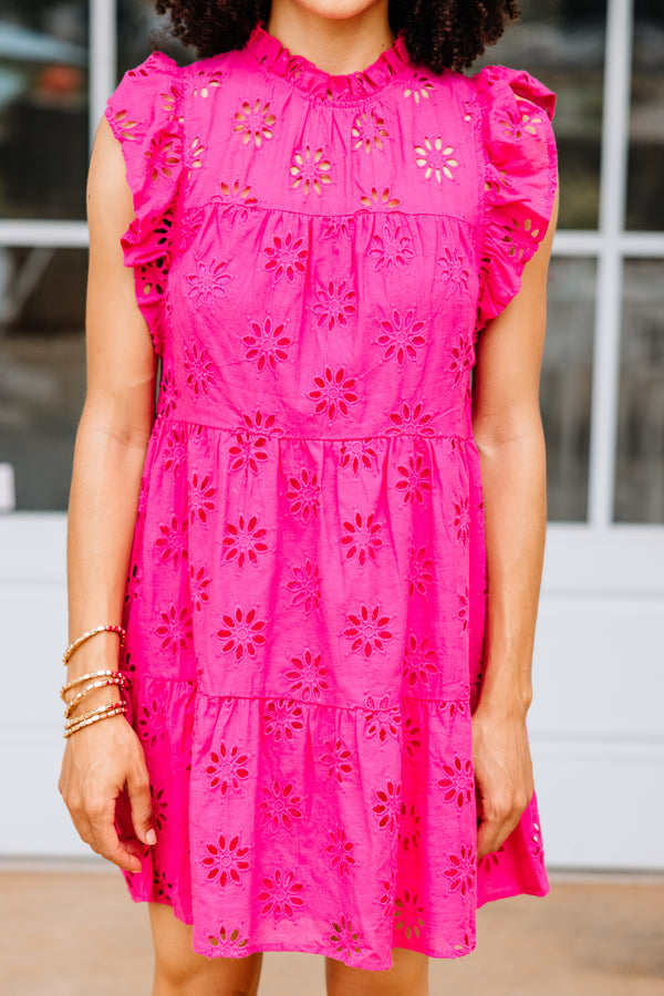 Breezy Fuchsia Pink Eyelet Dress - Feminine Dresses – Shop the Mint