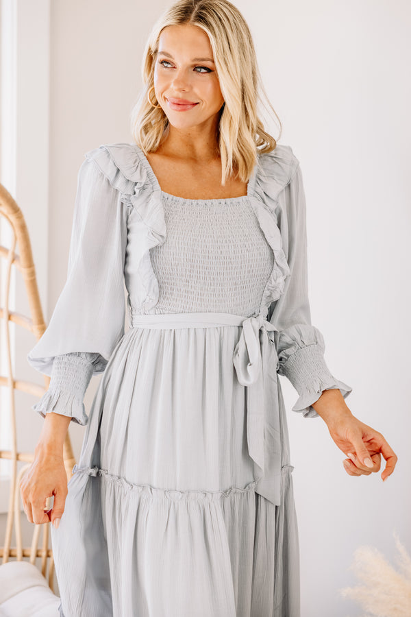 feminine ruffled midi dress