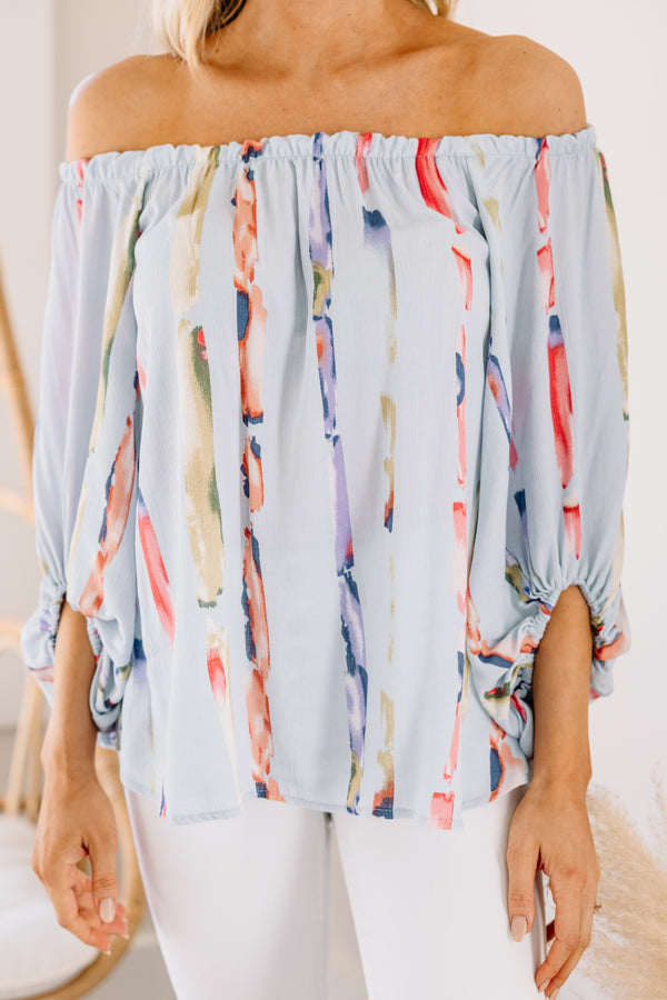 Form A Bond Blue Abstract Print Top
