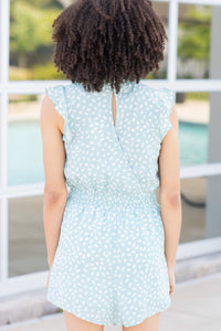 Earn Your Love Mint Green Spotted Romper