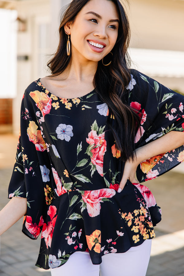 Now Is Your Time Black Floral Blouse