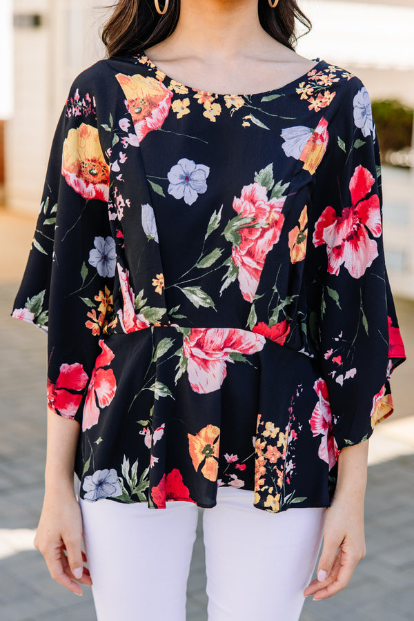 Now Is Your Time Black Floral Blouse