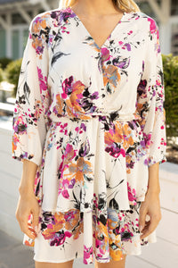 Influenced By Florals Pink Floral 3/4 Sleeve Dress