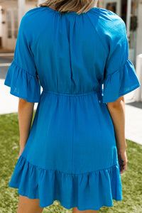 blue linen dress