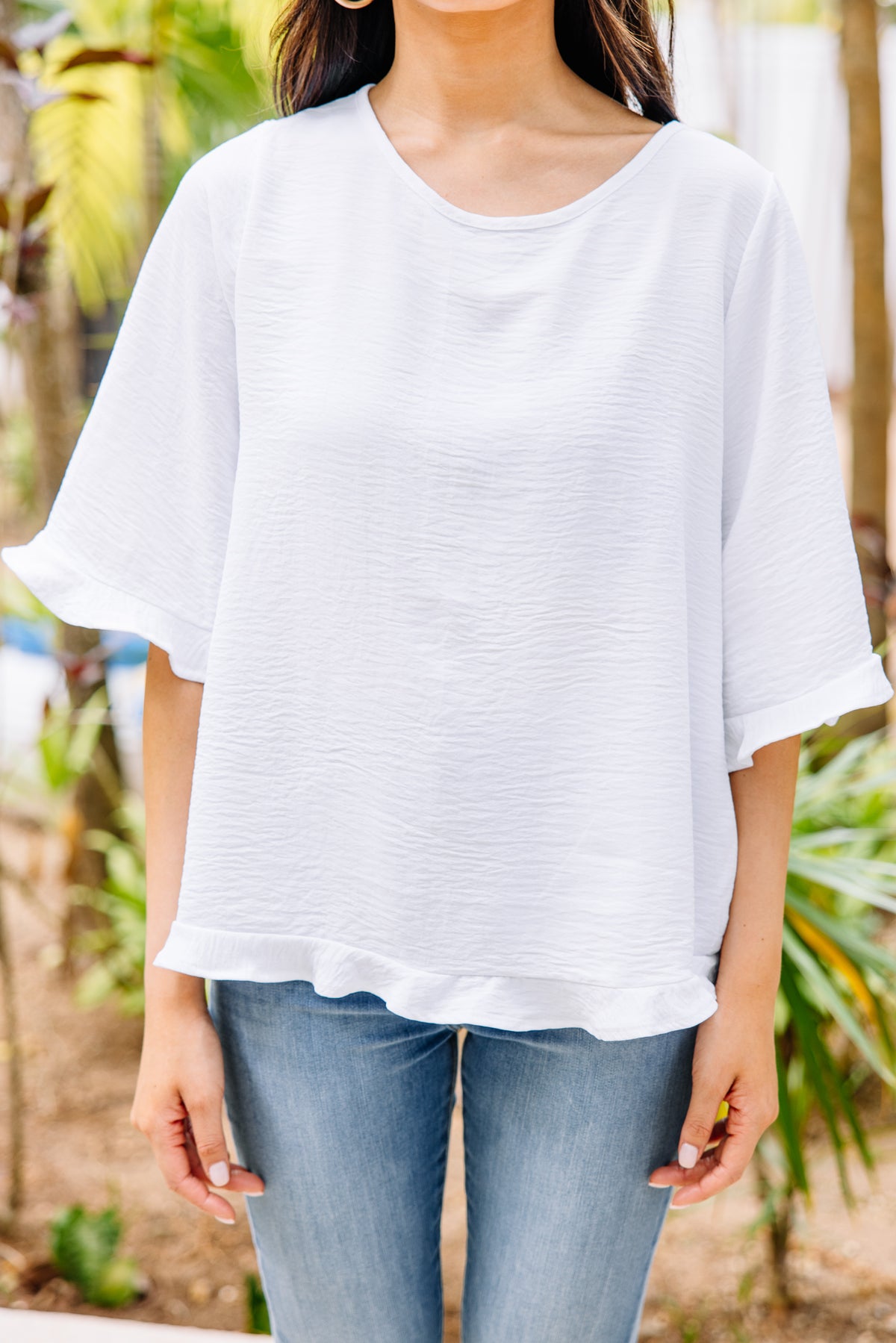 All You Have To Do White Ruffle Blouse – Shop the Mint