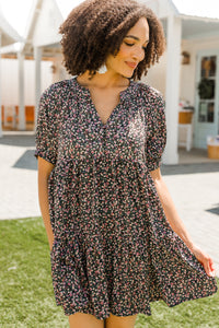This Time Black Ditsy Floral Dress