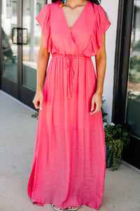 pink ruffled maxi dress