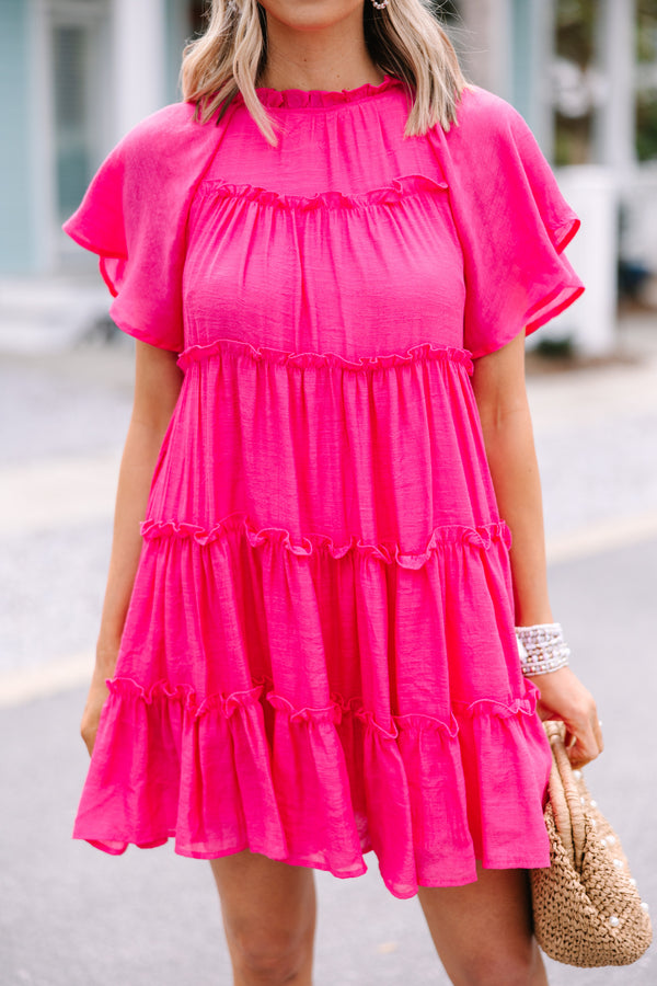 Adorable Fuchsia Pink Babydoll Dress - Feminine Dresses – Shop the