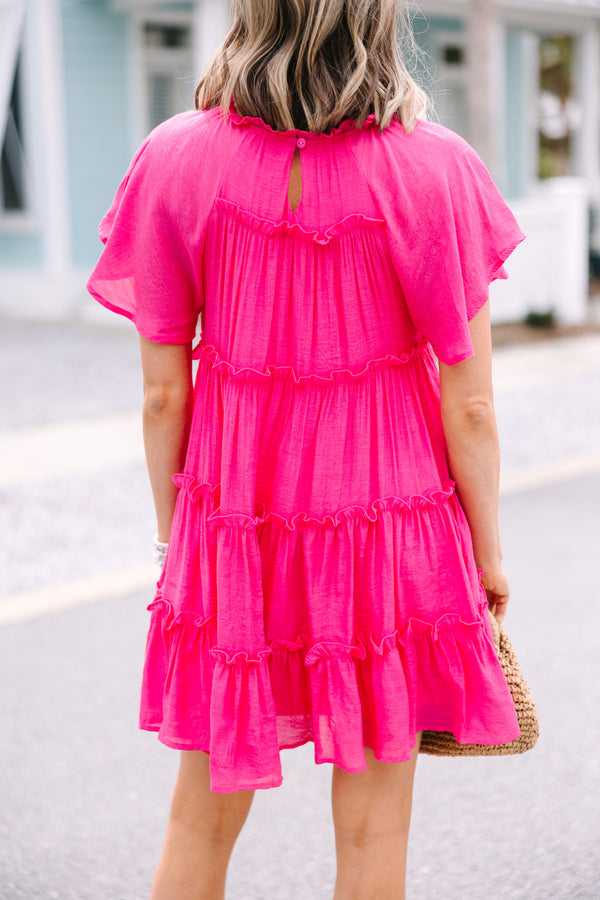 Adorable Fuchsia Pink Babydoll Dress - Feminine Dresses – Shop the Mint