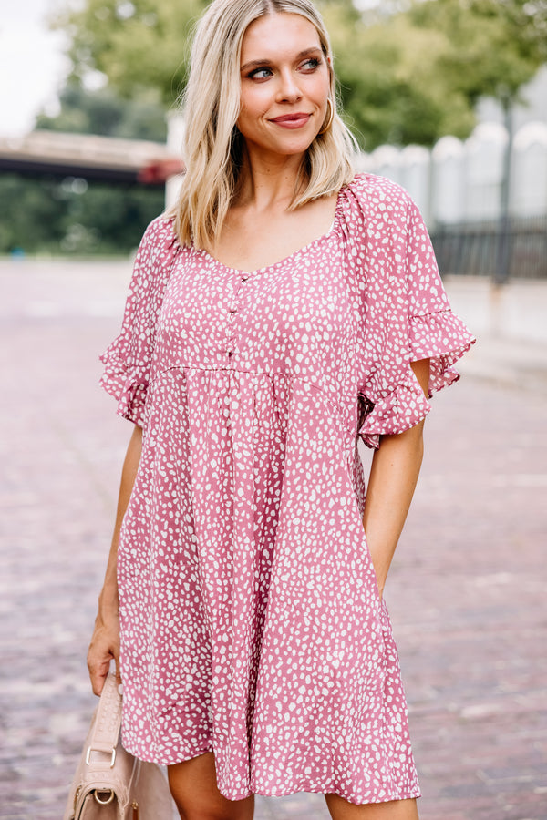 You Have The Power Rose Pink Spotted Babydoll Dress
