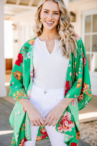 bright green floral kimono 