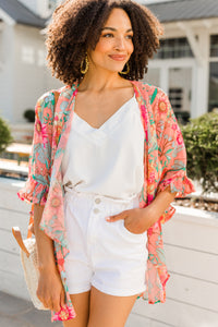 floral ruffled kimono