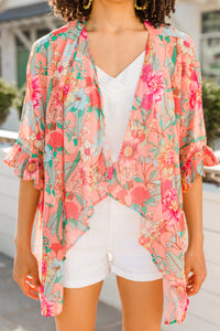 floral ruffled kimono