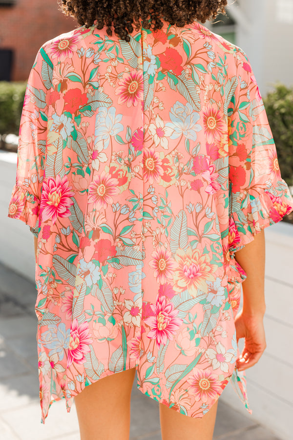 floral ruffled kimono