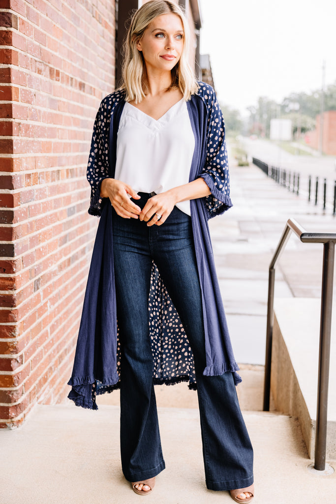 Sassy Navy Blue Spotted Kimono Trendy Kimonos Shop the Mint