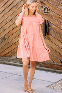 Living For Love Peach Pink Tiered Dress
