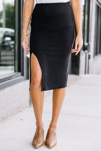 black ribbed skirt