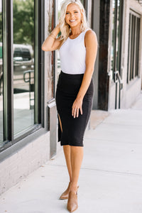 black ribbed skirt