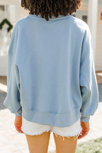 solid blue pullover