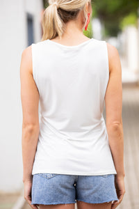 On Arrival Ivory White Knotted Tank