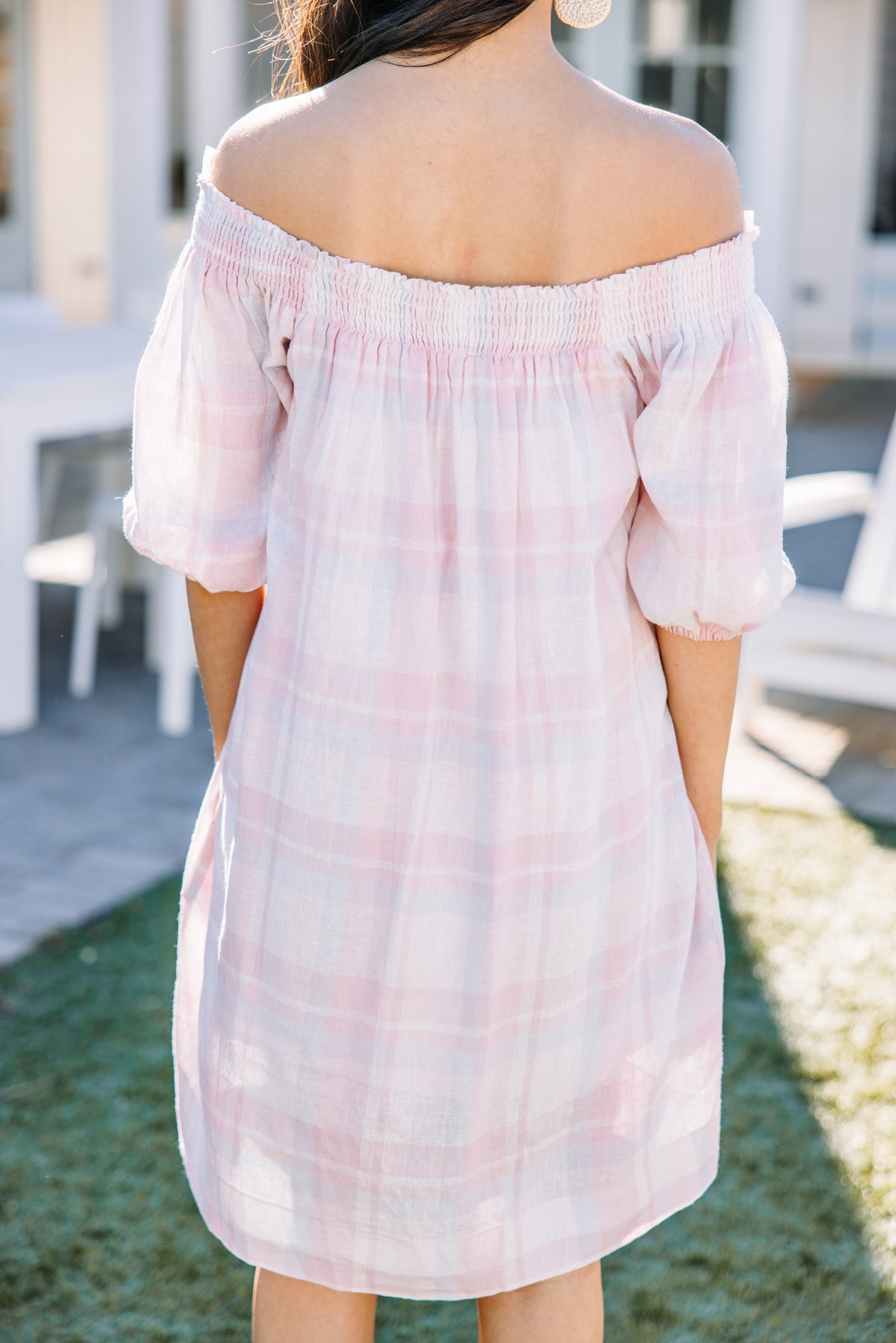 Feminine Pink Plaid Babydoll Dress Feminine Pink Plaid Babydoll Dress