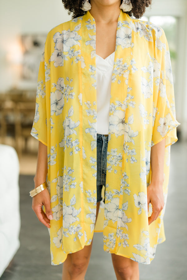 floral yellow kimono 