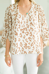 leopard bubble sleeve top