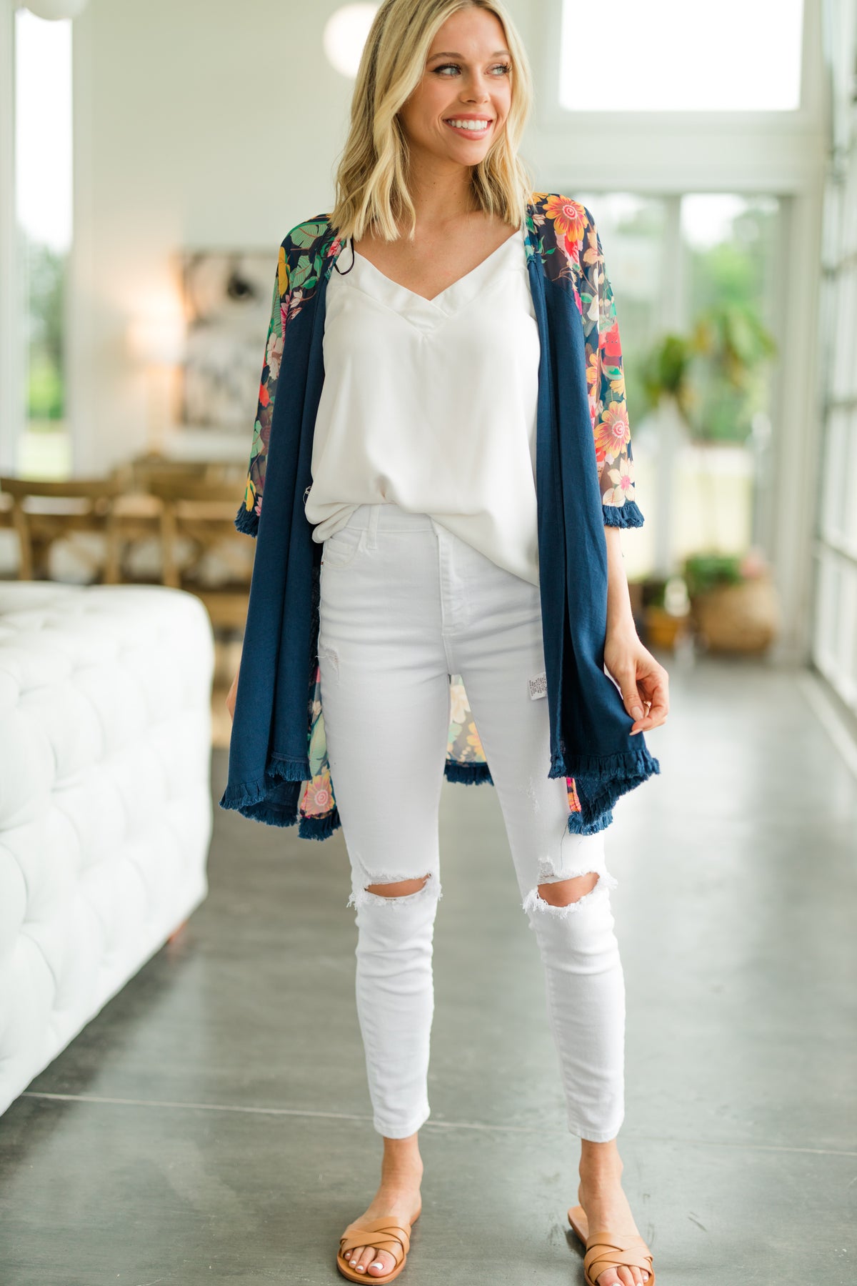 Cute Navy Blue Floral Kimono Boutique Kimonos Shop the Mint