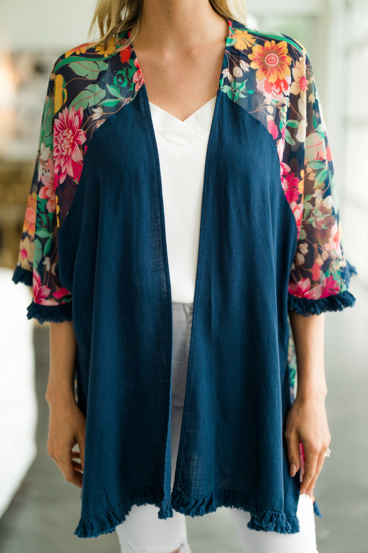 Cute Navy Blue Floral Kimono Boutique Kimonos Shop the Mint