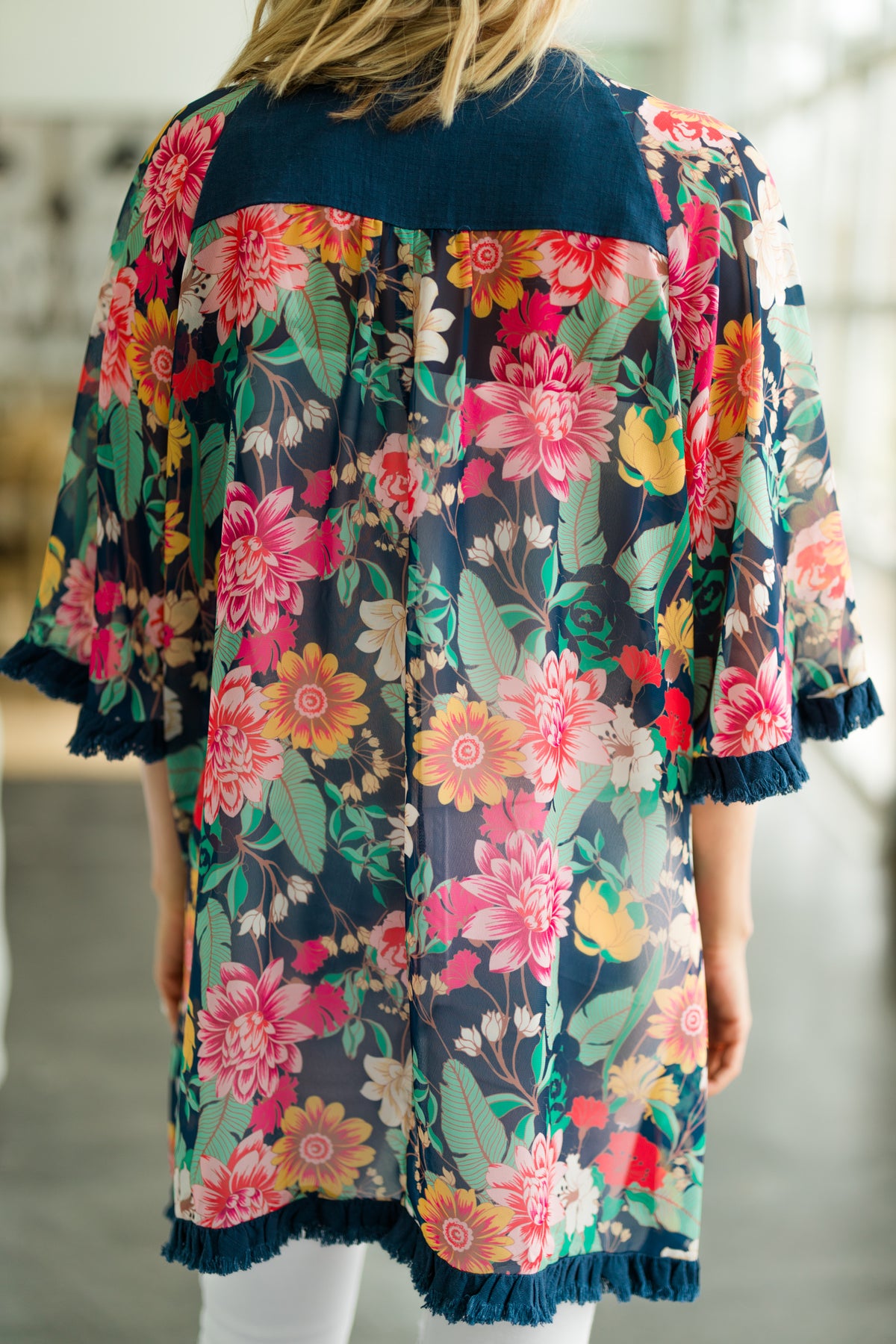 Cute Navy Blue Floral Kimono Boutique Kimonos Shop the Mint