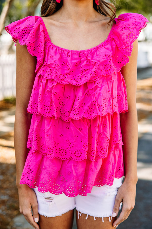 Just Be Yourself Pink Eyelet Top